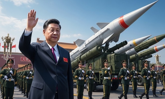 Grand display of hypersonic missiles stealth jets and drones in China's Victory Day parade challenge to America