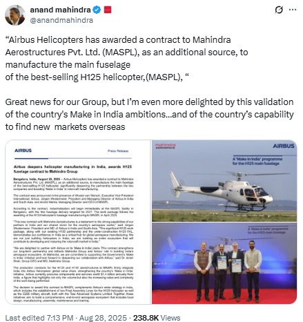 Airbus H125 helicopters to be manufactured in Karnataka
