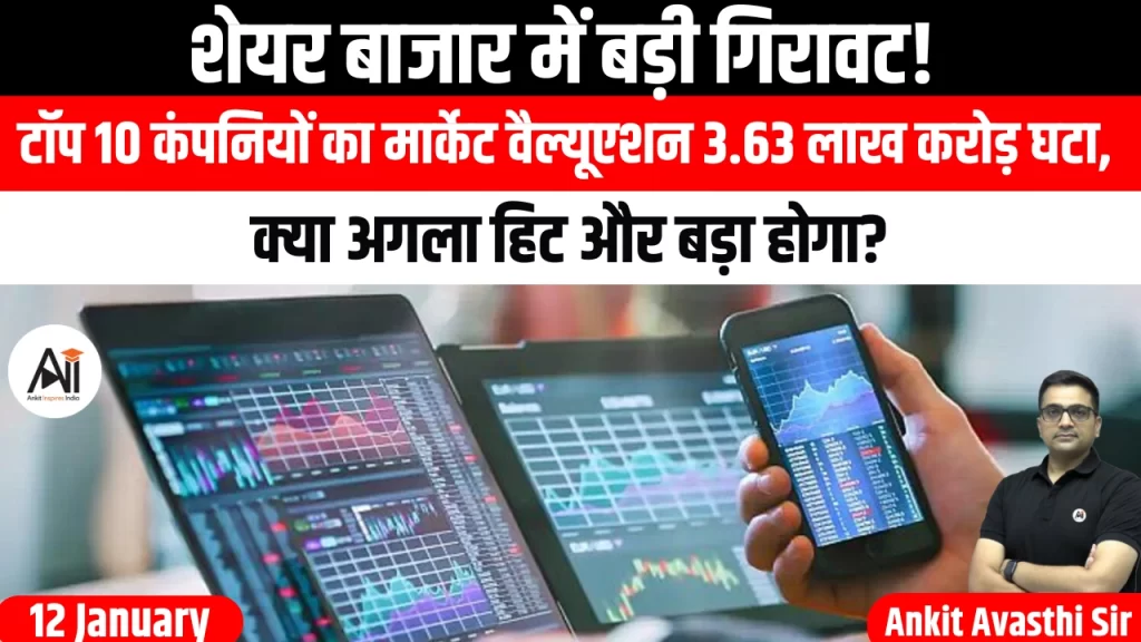 शेयर बाजार में बड़ी गिरावट! टॉप 10 कंपनियों का मार्केट वैल्यूएशन 3.63 लाख करोड़ घटा, क्या अगला हिट और बड़ा होगा?