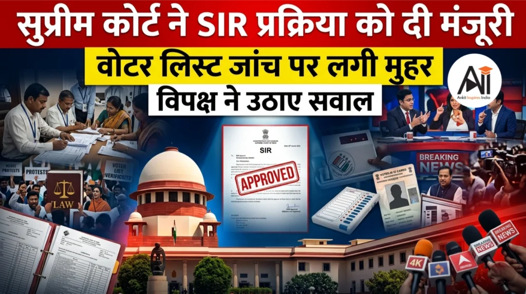 सुप्रीम कोर्ट ने SIR प्रक्रिया को दी मंजूरी: वोटर लिस्ट जांच पर लगी मुहर, विपक्ष ने उठाए सवाल
