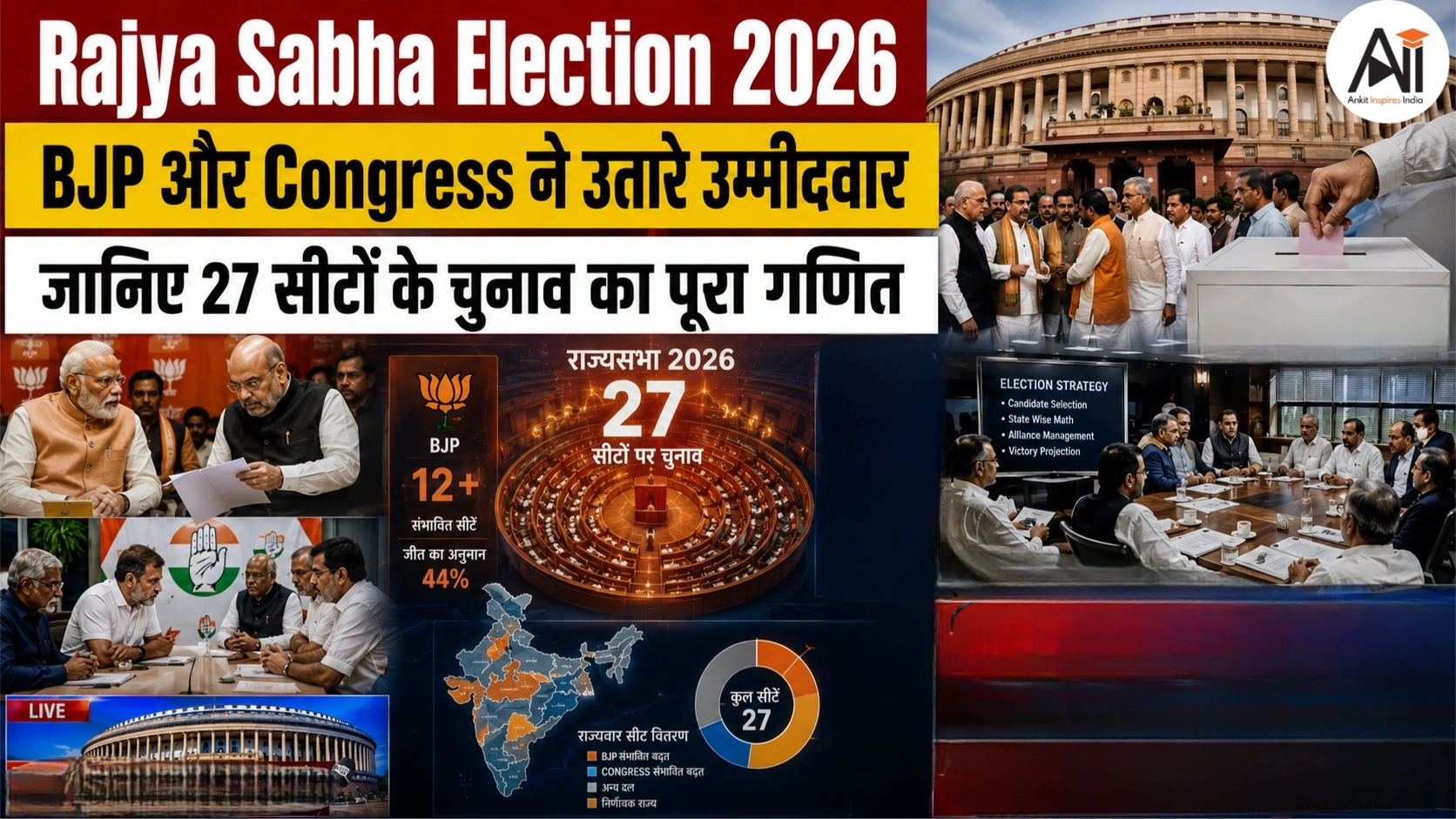 Rajya Sabha Election 2026: BJP और Congress ने उतारे उम्मीदवार, जानिए 27 सीटों के चुनाव का पूरा गणित