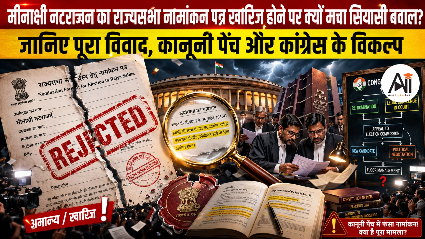 Meenakshi Natarajan Rajya Sabha Nomination Rejected: नामांकन रद्द होने पर क्यों मचा सियासी बवाल? जानिए पूरा विवाद, कानूनी पेंच और कांग्रेस के विकल्प
