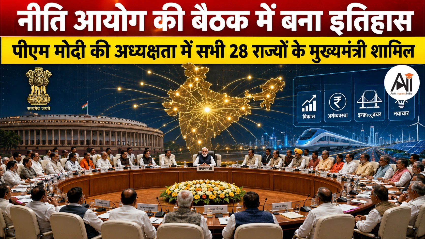 NITI Aayog Meeting with All 28 Chief Ministers: पहली बार सभी 28 राज्यों के मुख्यमंत्री एक मंच पर, पीएम मोदी ने रखा Viksit Bharat@2047 का विजन