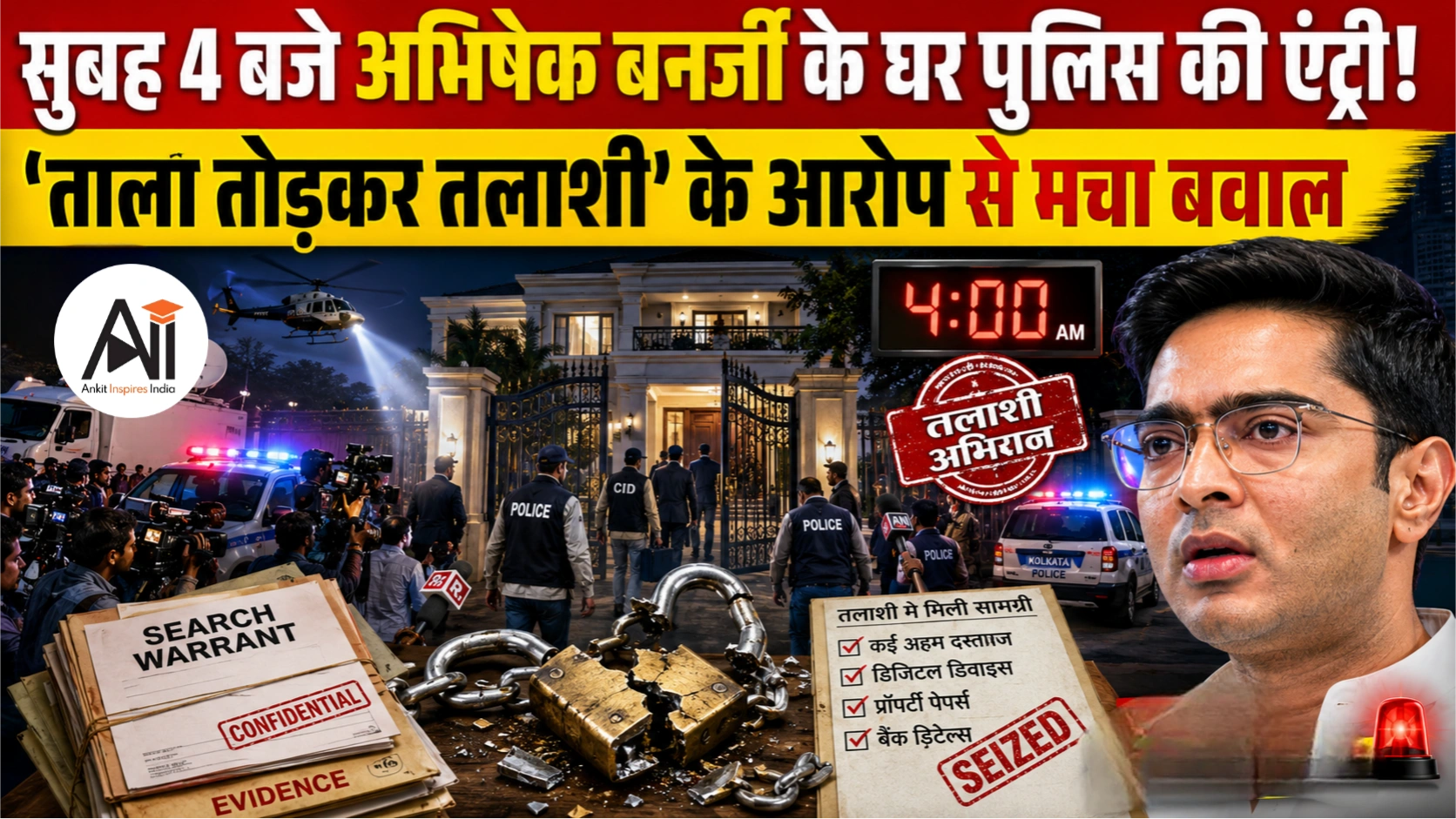 Search at Abhishek Banerjee House: तड़के छापेमारी से बंगाल की राजनीति में मचा बवाल