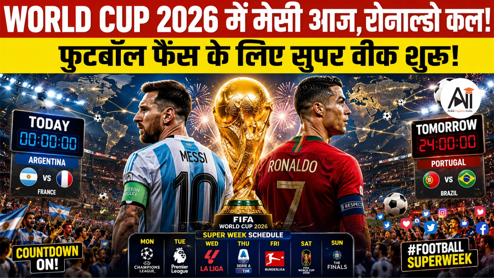 WORLD CUP 2026 में मेसी आज, रोनाल्डो कल! फुटबॉल फैंस के लिए सुपर वीक शुरू!