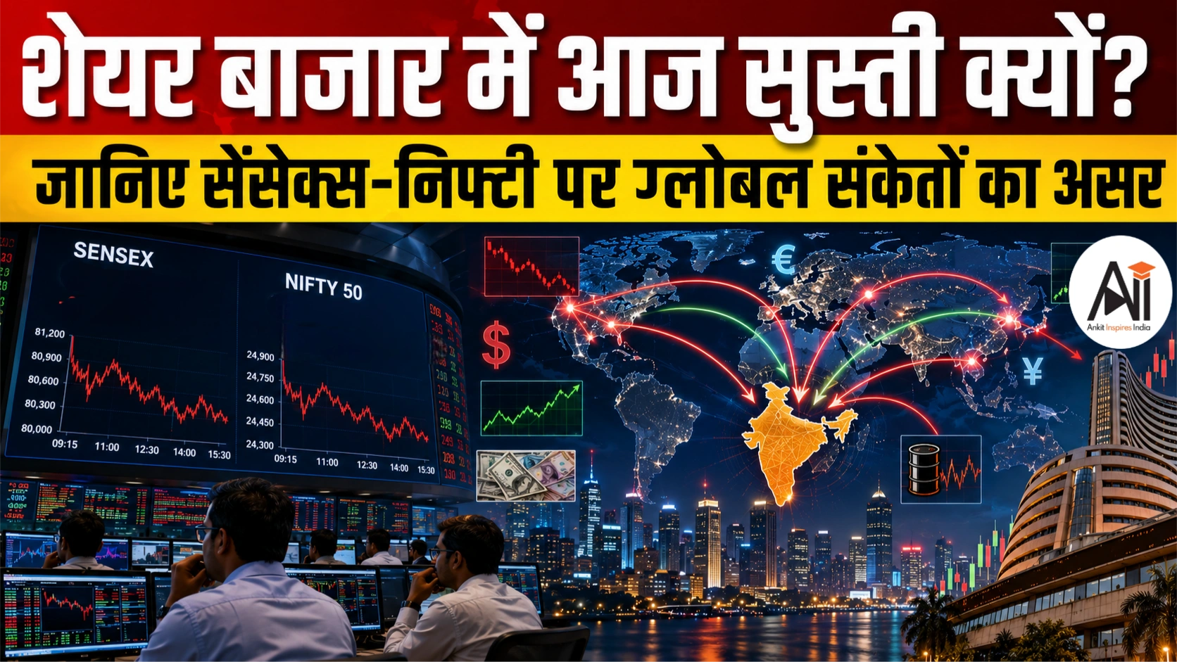 शेयर बाजार में आज सुस्ती: आखिर क्यों लाल निशान में फिसले Sensex-Nifty? IT शेयरों में बिकवाली की 5 बड़ी वजह