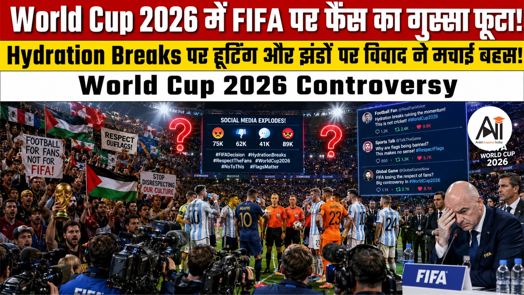 World Cup 2026 में FIFA पर फैंस का गुस्सा फूटा: Hydration Breaks पर हूटिंग और झंडों पर विवाद ने मचाई बहस!