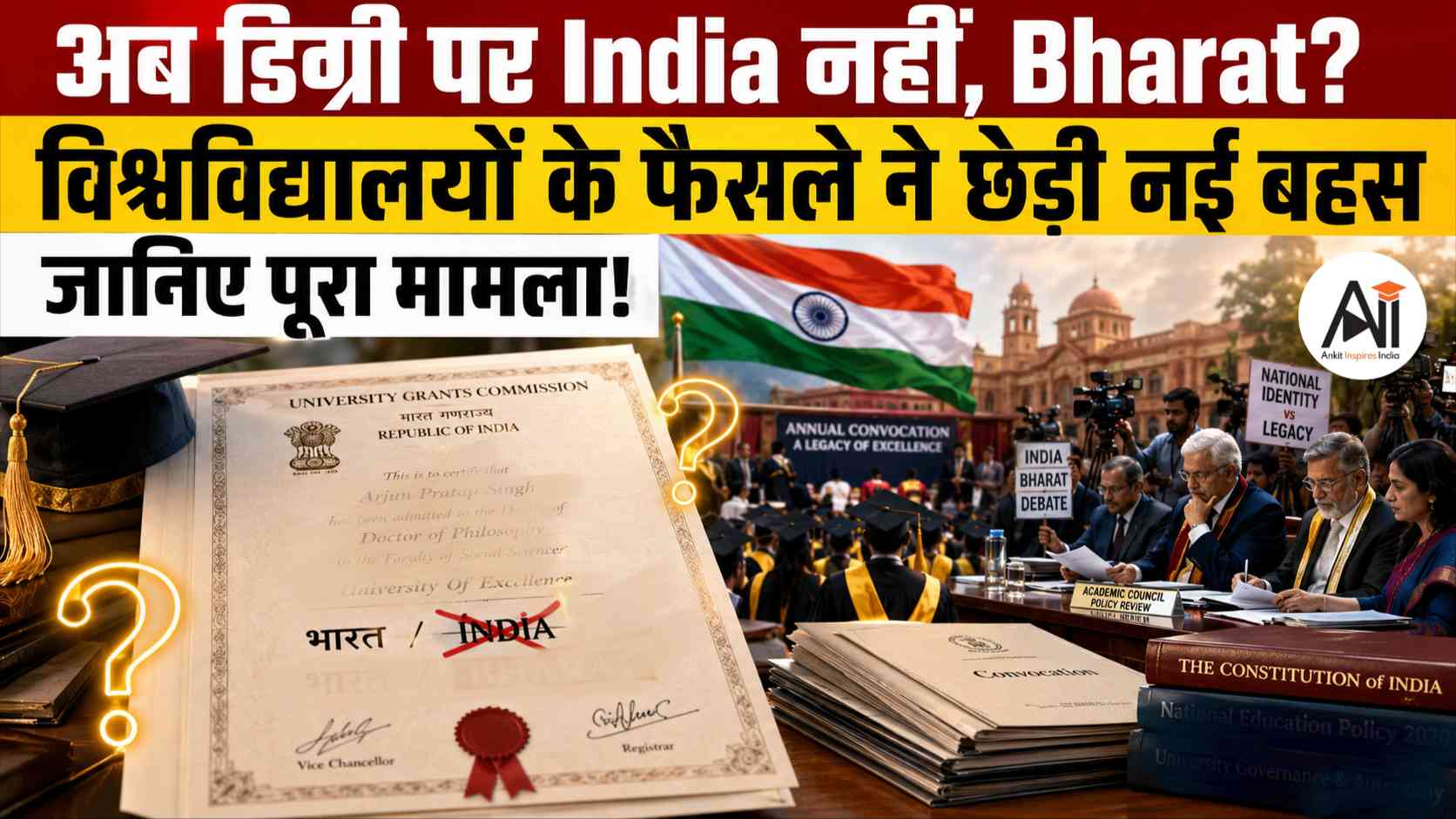 अब डिग्री पर India नहीं, Bharat? विश्वविद्यालयों के फैसले ने छेड़ी नई बहस, जानिए पूरा मामला!