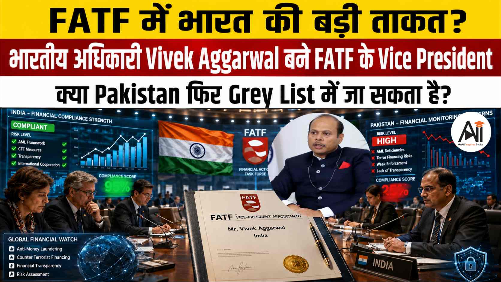 भारतीय अधिकारी Vivek Aggarwal बने FATF के Vice President, क्या Pakistan फिर Grey List में जा सकता है?