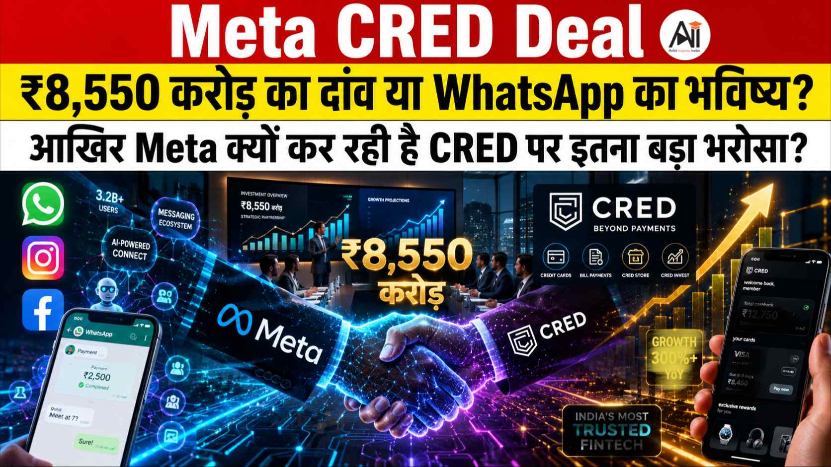 Meta CRED Deal: ₹8,550 करोड़ का दांव या WhatsApp का भविष्य? आखिर Meta क्यों कर रही है CRED और कुणाल शाह पर इतना बड़ा भरोसा