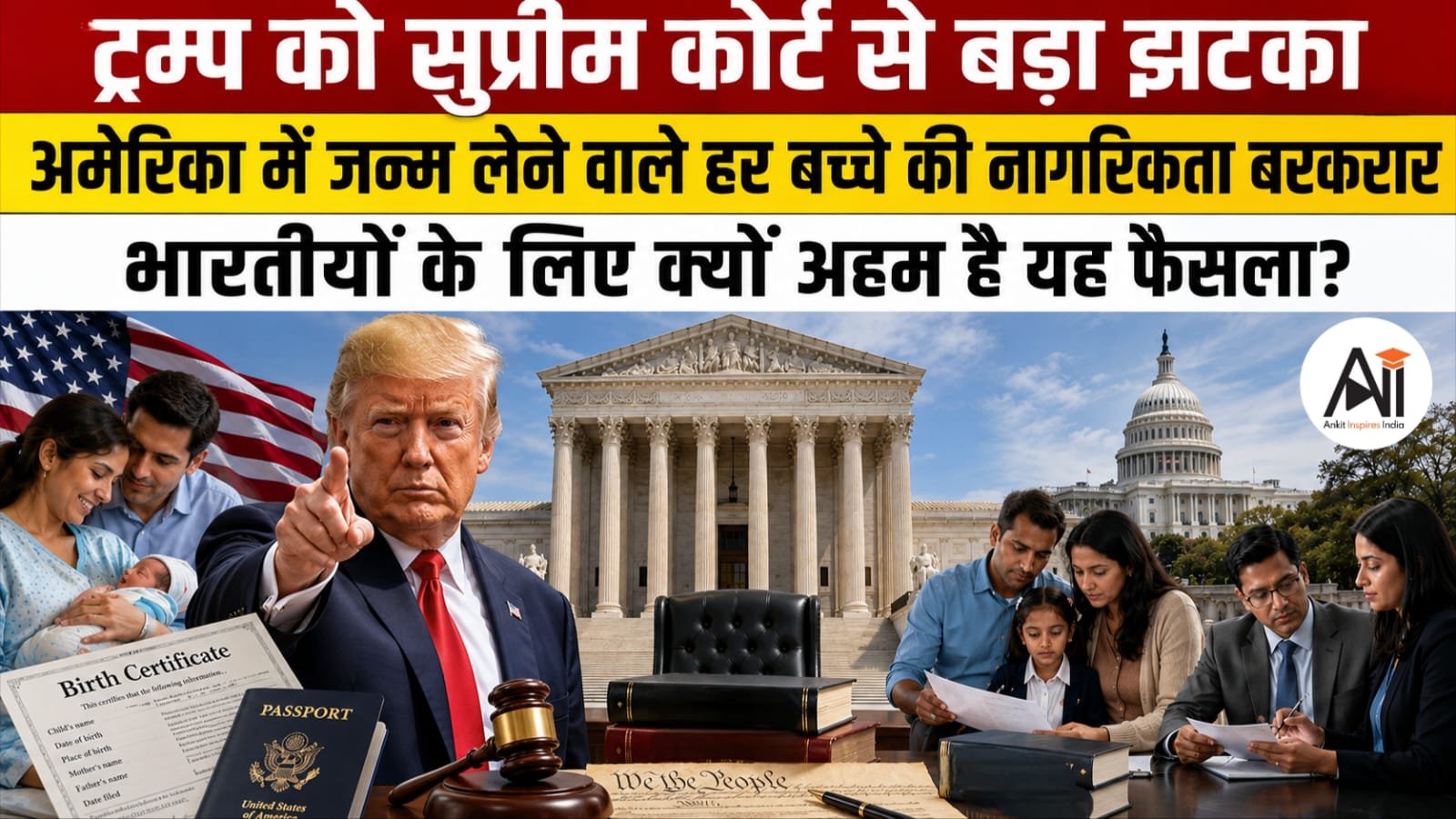 US Birthright Citizenship: ट्रम्प को सुप्रीम कोर्ट से बड़ा झटका, अमेरिका में जन्म लेने वाले हर बच्चे की नागरिकता बरकरार - भारतीयों के लिए क्यों अहम है यह फैसला?